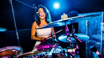 drummer girl of FRESH party, soul and motown live music band Majorca